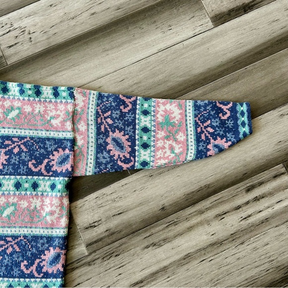 Vintage 1980s Private Eyes Adele Knit Pastel Fair Isle Oversized Sweater - Picture 4 of 9